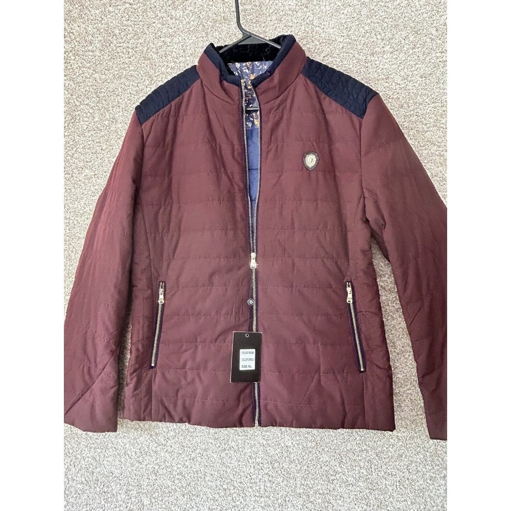 Barabas Men’s Bordeaux Full Zip Puffer Jacket Size XL